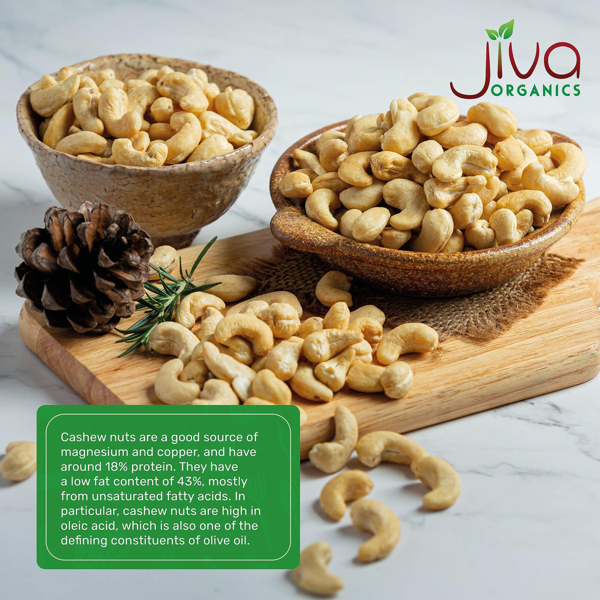 Jiva Organics raw cashews on plate ready to snack