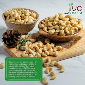 Jiva Organics raw cashews on plate ready to snack