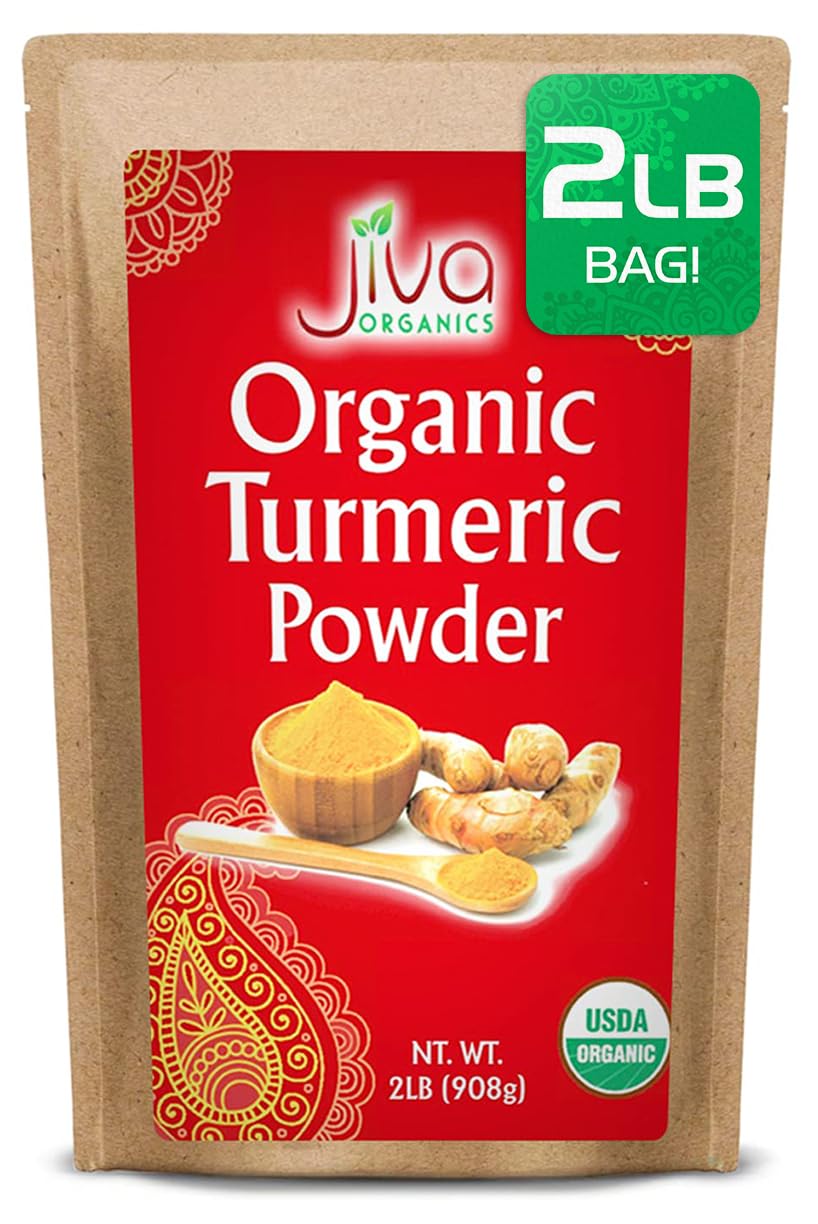 Jiva Organics Organic Turmeric Powder in a 2lb bulk bag for everyday cooking.