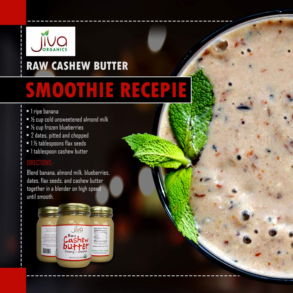 Over-toast: Jiva Organics cashew butter delivers creamy topping with plant-based satisfaction.