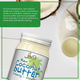 Dollop of Jiva Organics coconut butter on a spoon for snacking