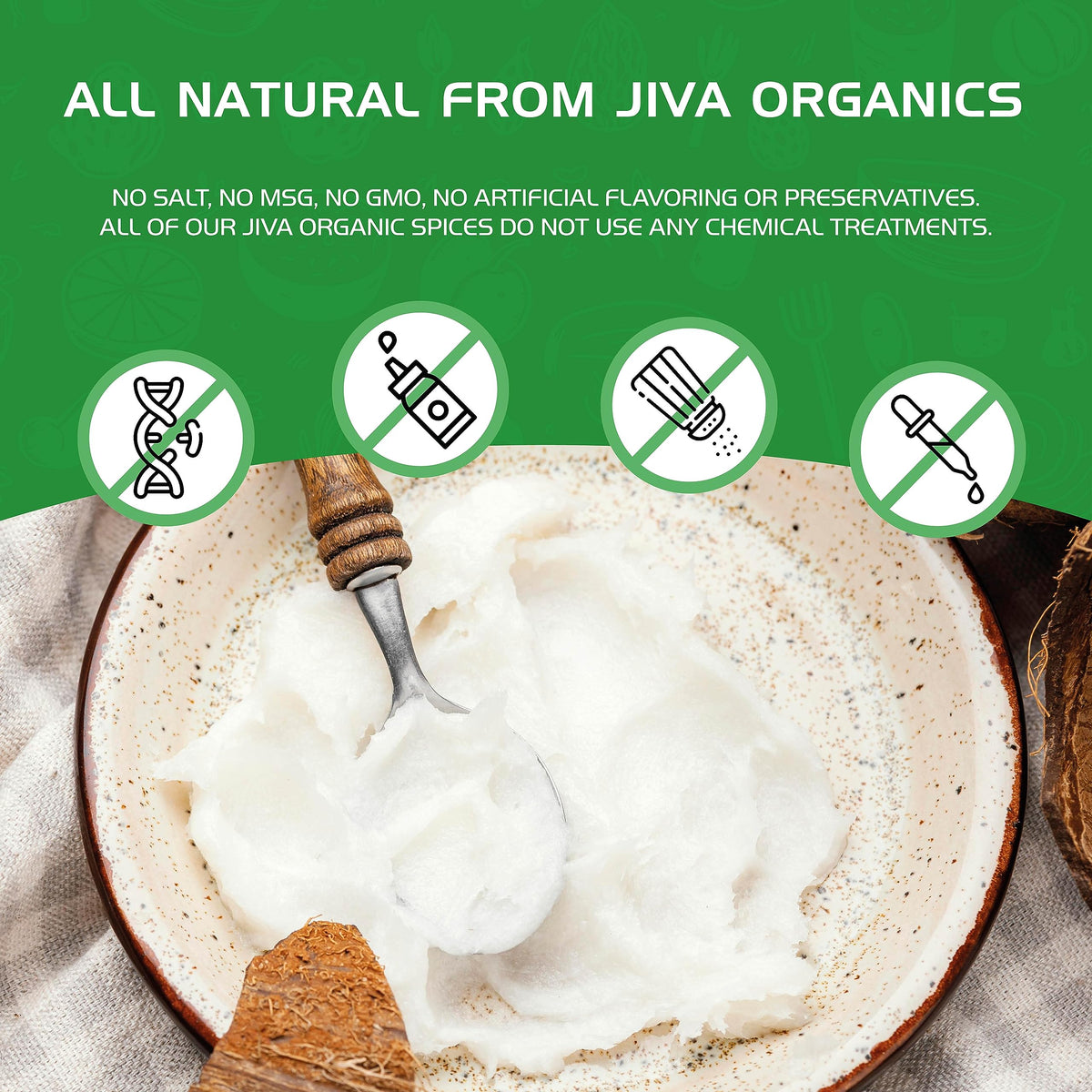 Glass jar of Jiva Organics coconut butter shown for gifting