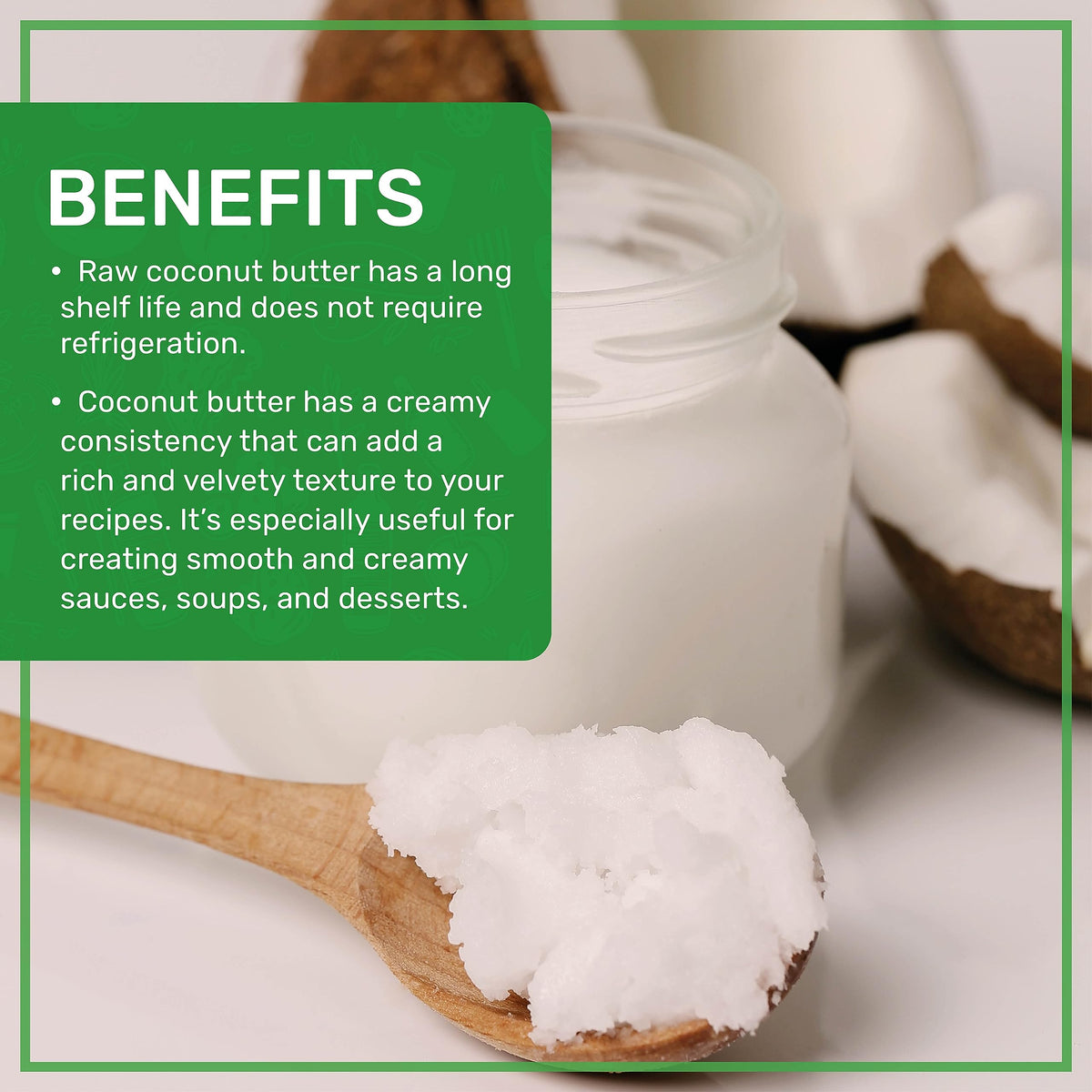 Coconut butter used in sauce or dressing for depth and silkiness
