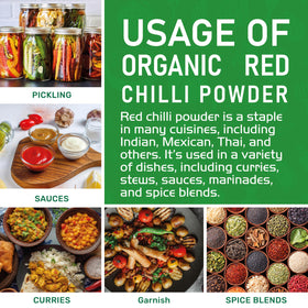 Jiva Organics Red Chili Powder on a vegetarian dish enhancing flavor