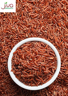 Cooking setup for Jiva Organics red rice, soak and simmer for flavor.