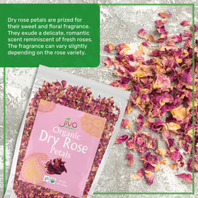 Jiva Organics rose petals for rose water and culinary crafts; pure petals