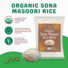 Fine Sona Masoori grains in a close-up, showing light, fluffy texture.