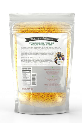 Jiva Organics Toor Dal Kori packaging-closeup highlights natural, preservative-free lentils.