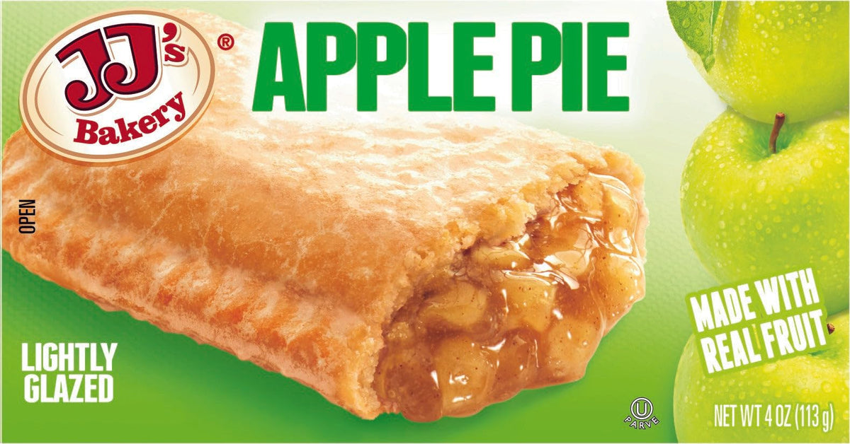 JJ's Bakery flaky crust and apple filling close-up highlighting texture