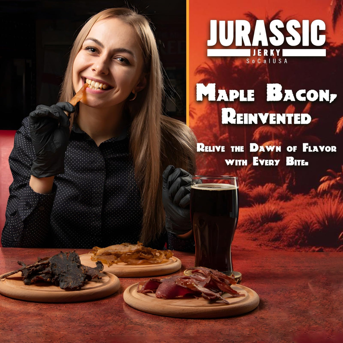 JJD USA Carnivore Candy Old Fashioned Maple Bacon Jerky on-the-go snack ready for hiking.