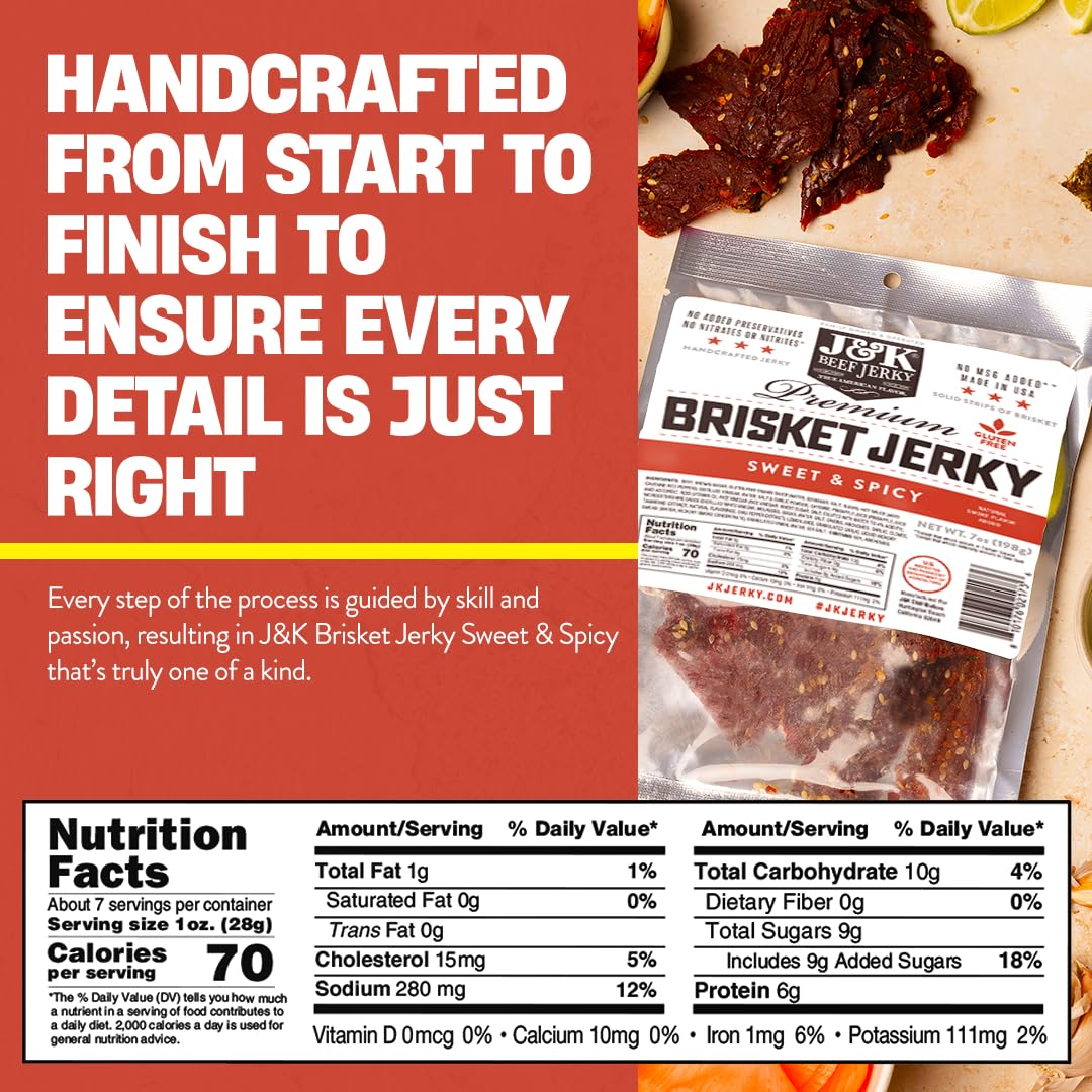 J&K Beef Jerky on-the-go packaging enables easy, portable snacking between activities.