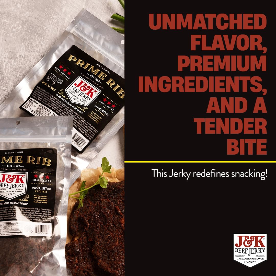 J&K Beef Jerky Prime Rib Slab American-made quality and durable packaging.