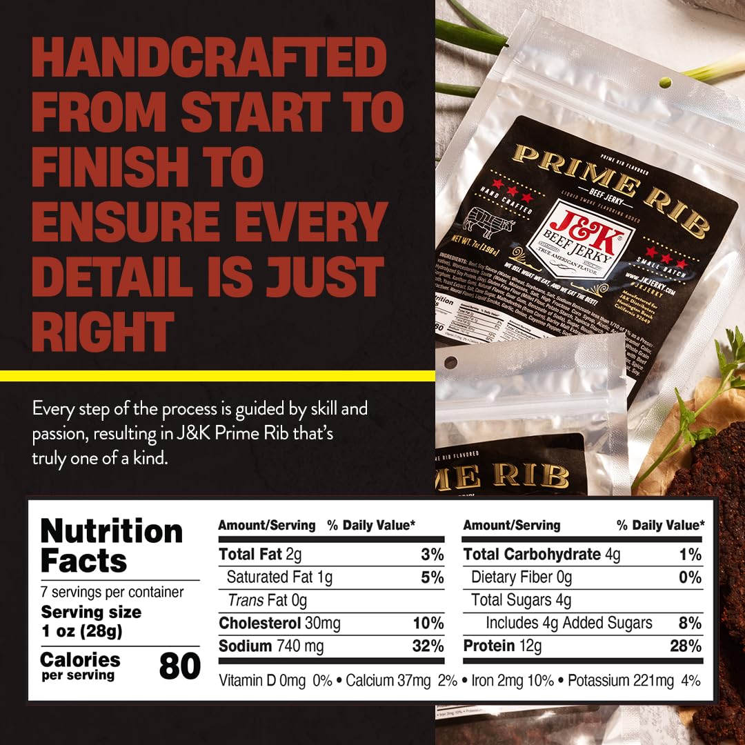 J&K Beef Jerky Prime Rib Slab serving on a plate for sharing.