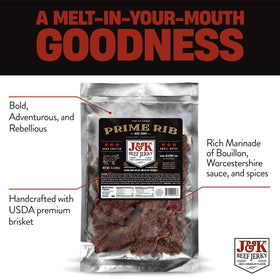 J&K Beef Jerky Prime Rib Slab slices reveal rich texture for quick bites.