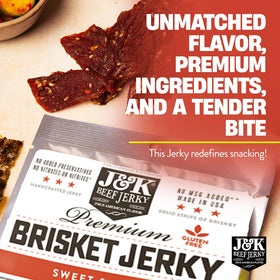 J&K Beef Jerky seven-ounce pack ready for road trips and travel.