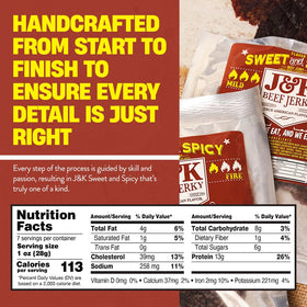 J&K Beef Jerky American-made badge emphasize craftsmanship and small batch quality.
