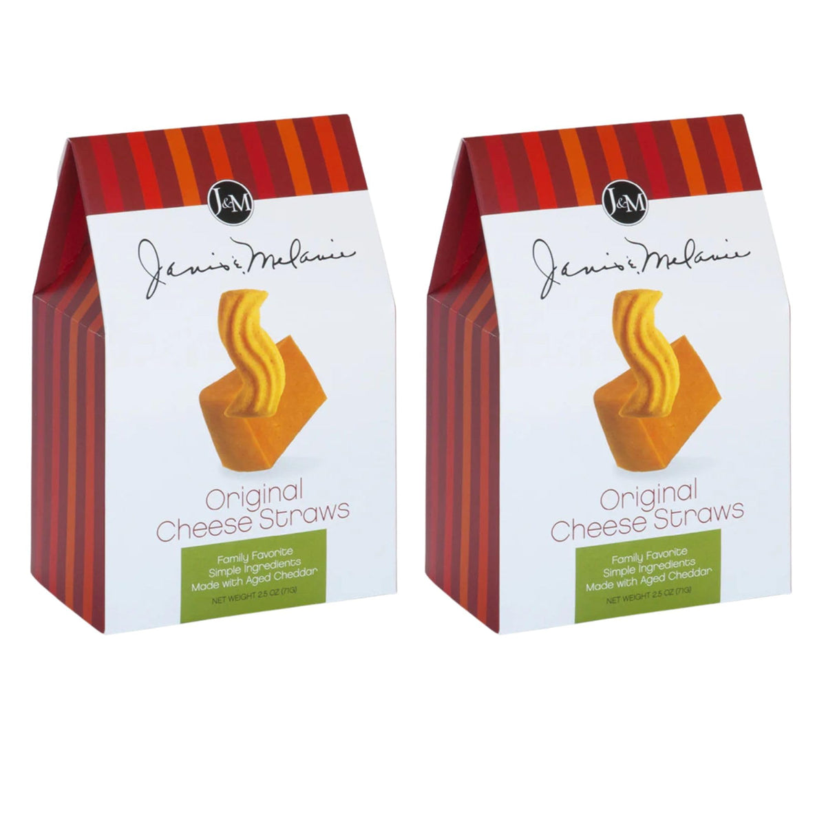 J&M Foods Original Cheese Straws packaging, ideal party snack.