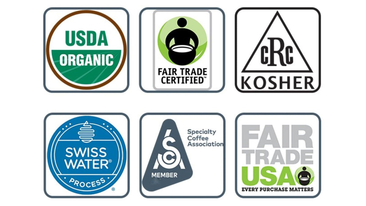 Jo Coffee NO FUN JO DECAF organic certifications ensure ethical sourcing.