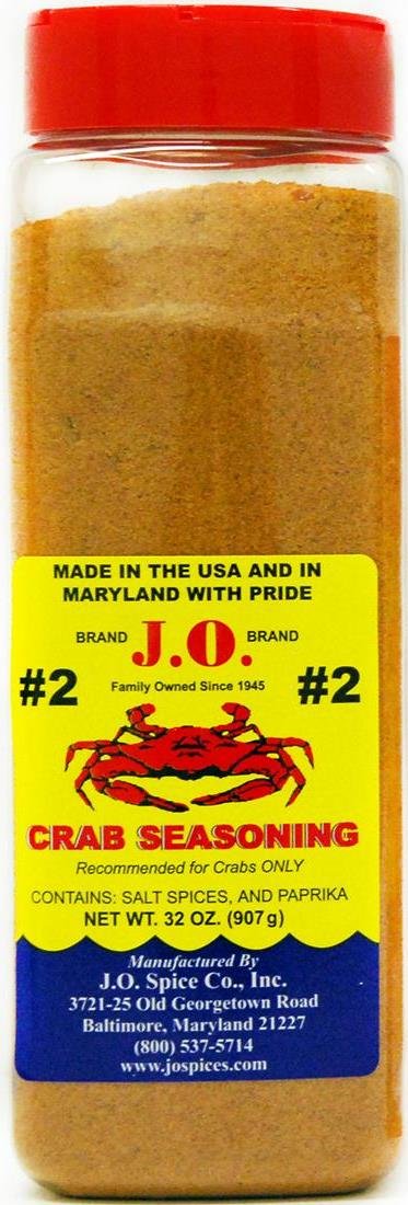 J.O. Crab Seasoning #2 jar front view boosts seafood flavor