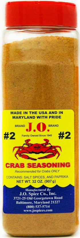 J.O. Crab Seasoning #2 jar front view boosts seafood flavor