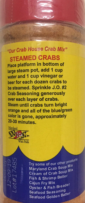 J.O. Crab Seasoning #2 pour bottle shows quick flavor boost.