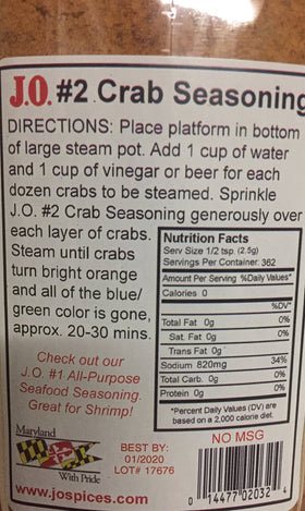 J.O. Crab Seasoning #2 on a kitchen shelf ready to elevate meals