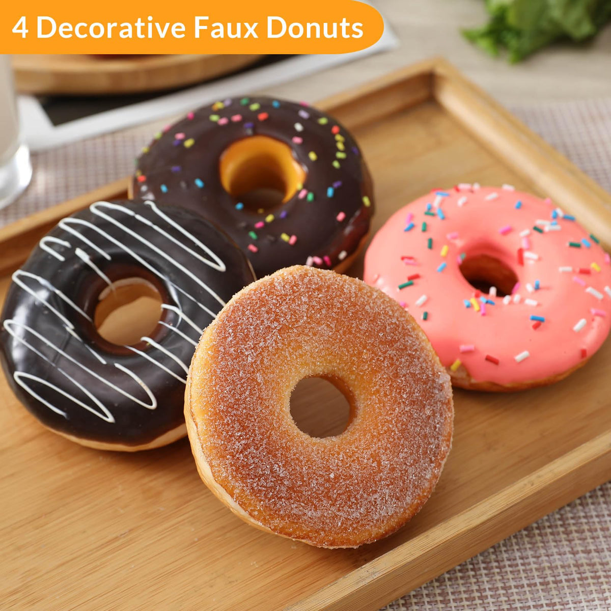 Joeabor artificial donuts close-up showing lifelike texture for photography props.