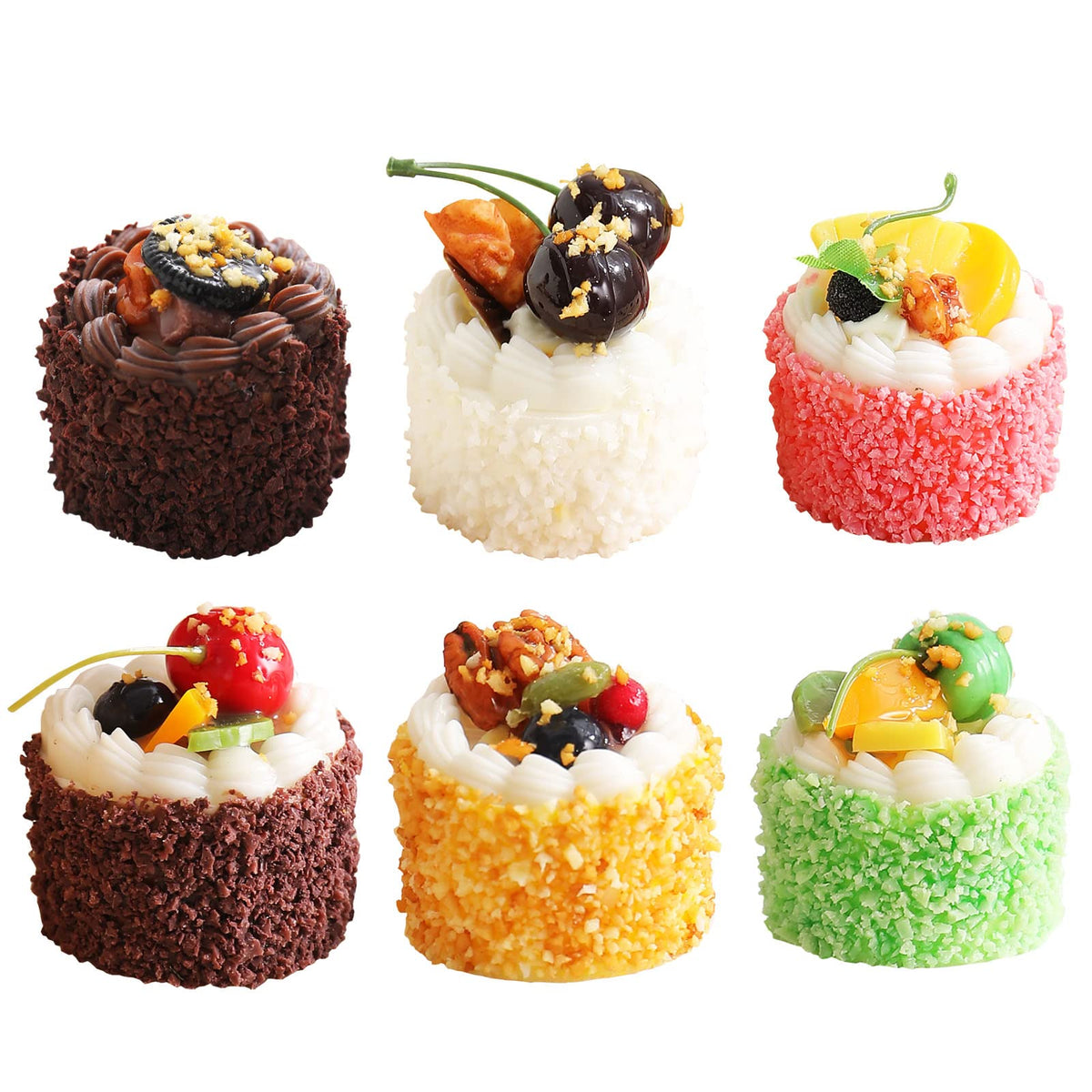 Joeabor fake cupcake with fruit topper for bright, durable display decor.