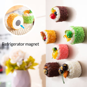 Joeabor fake cupcake with varied fruit toppers for eye-catching table decor.