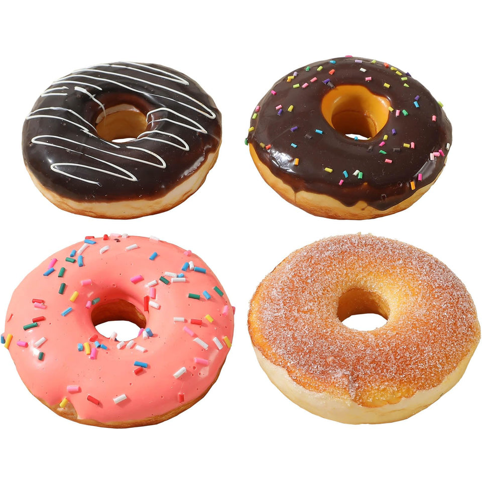 Joeabor fake donuts 4-pack for home display and shop decoration.