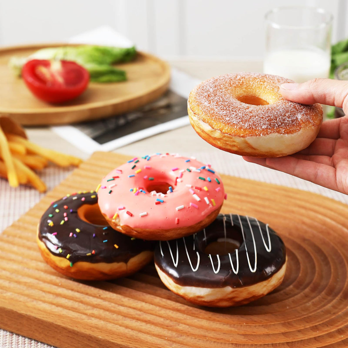 Joeabor faux donuts ideal for hotel, restaurant, and home decor.