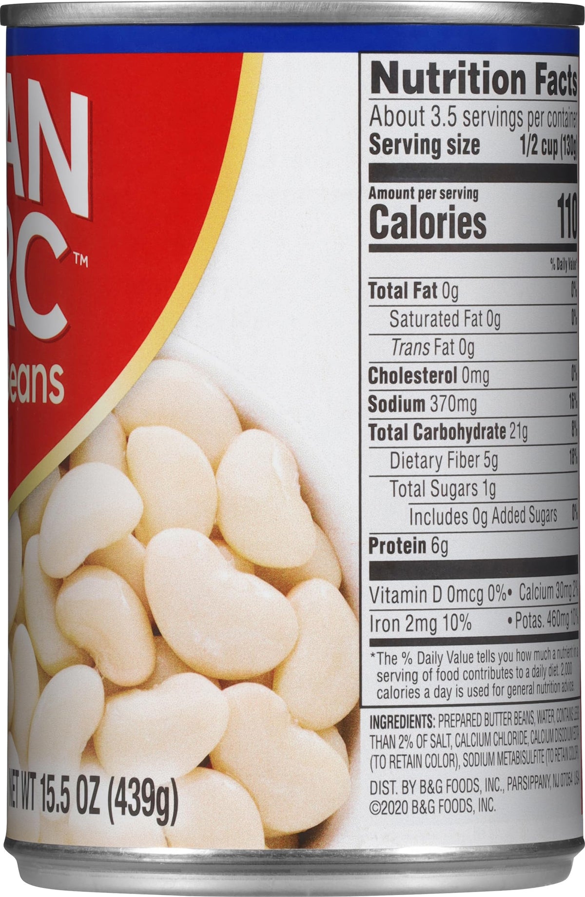Joan of Arc Butter Beans in a casserole dish for cooking