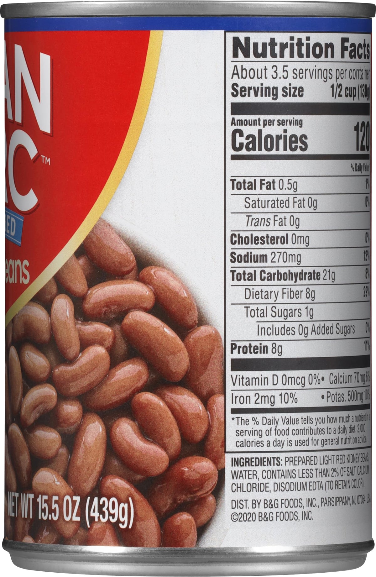 Joan of Arc kidney beans with simple ingredients label close-up.