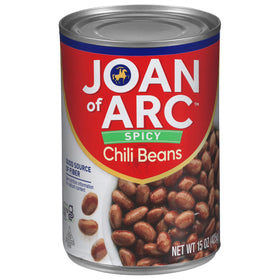 Joan of Arc Spicy Chili Beans pack shows 12 cans ready for bulk meals.