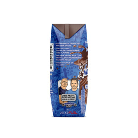 Close-up of Jocko Fuel Warrior Kid chocolate shake nutrition label with 12g protein.