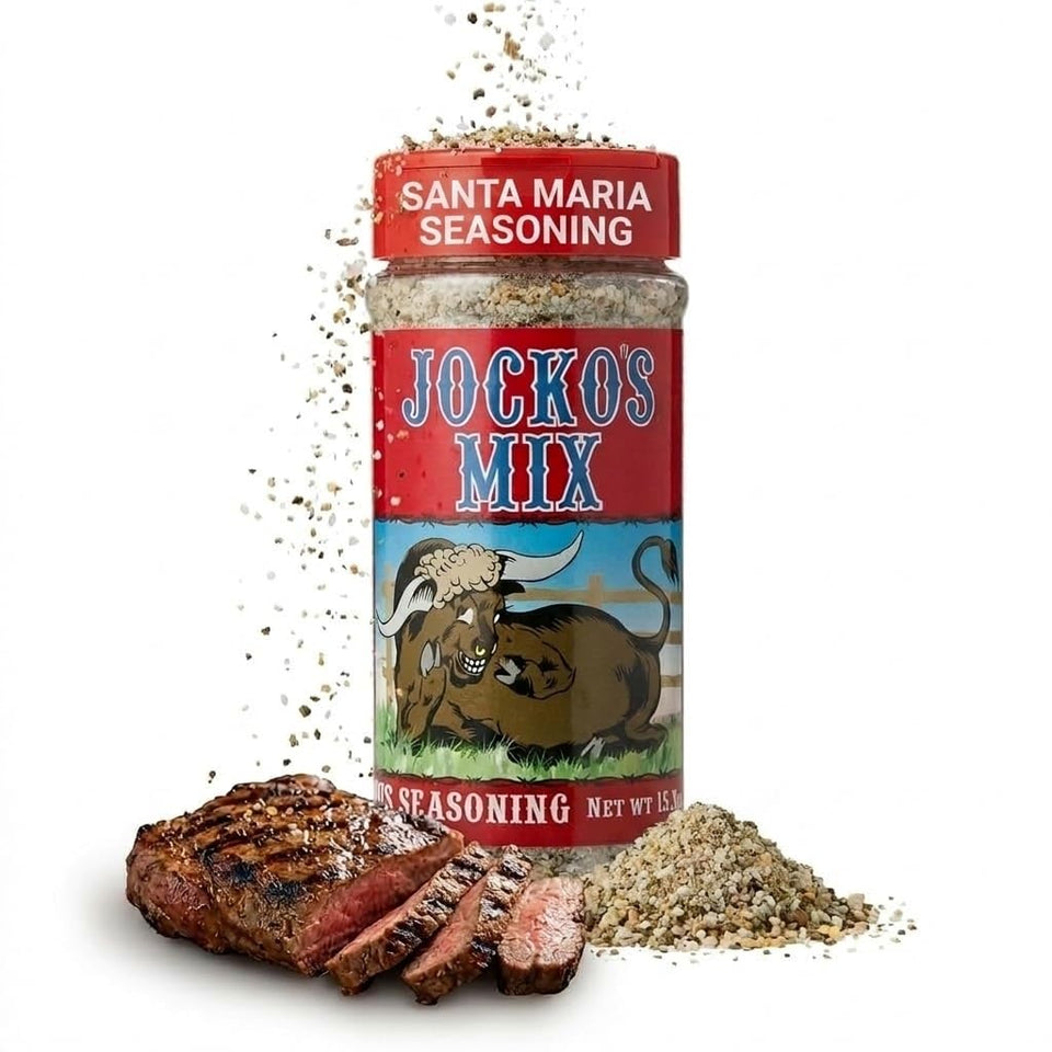 Jocko's Santa Maria Style bottle front view for easy grilling.