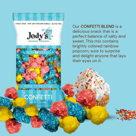 Jody’s Confetti Popcorn crunchy texture adds playful snacking.