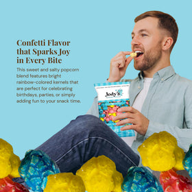Jody’s Confetti Popcorn handcrafted small-batch quality elevates flavor.
