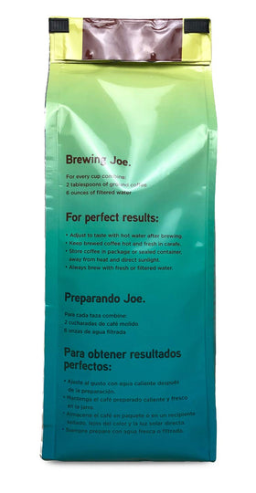 Joe Knows Coffee Coconut Crazy Joe bag back showing reseal freshness