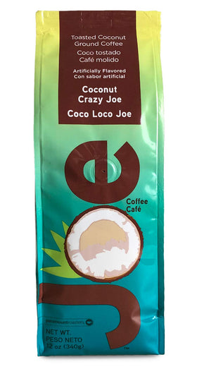 Joe Knows Coffee Coconut Crazy Joe bag front view for tropical coconut flavor mornings
