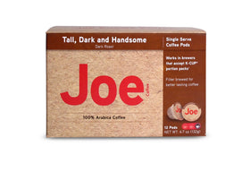 Joe Knows Coffee Joe Tall, Dark and Handsome K-Cup pods in a 12-count box for bold mornings.