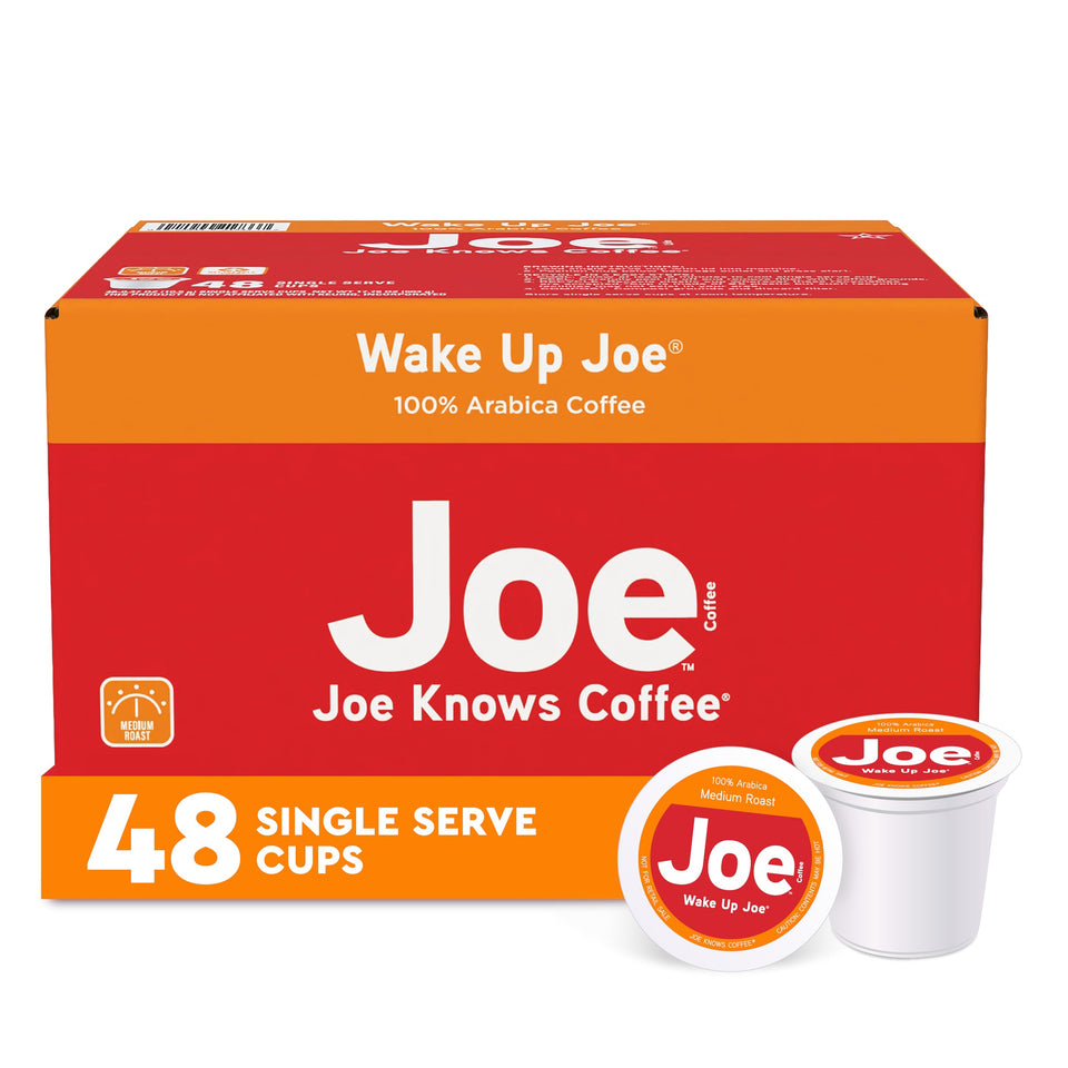 Wake Up Joe cups in box, ready for quick morning brews