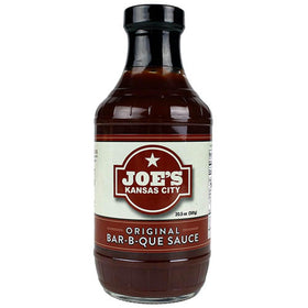 Joe's Kansas City Bbq sauce bottle pour for easy, mess-free serving.