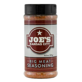 Joe's Kansas City Big Meat Seasoning bottle enhances beef and pork flavor.