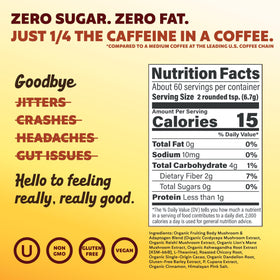 Joe'y Mushroom Coffee Alternative instant dissolve into hot water for quick energy.