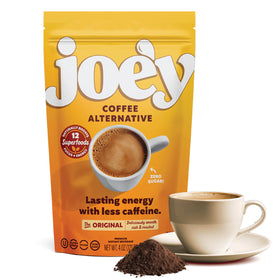Joe'y Mushroom Coffee Alternative vegan gluten-free packaging, plant-based wellness choice.