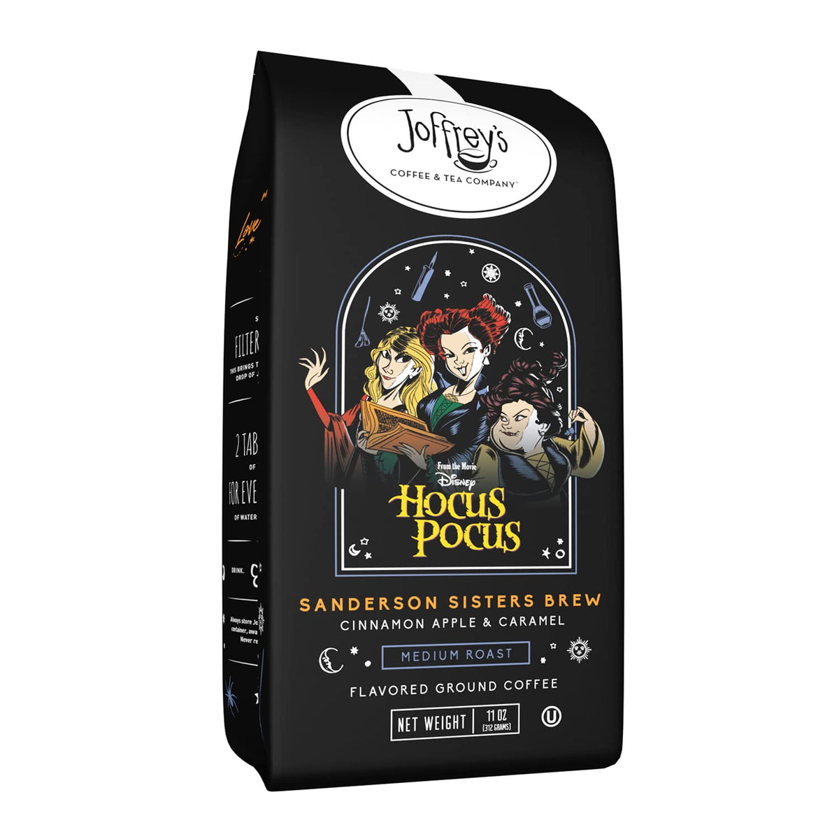 Joffrey's Disney Hocus Pocus Sanderson Sisters Brew ground coffee bag for home brewing delight.