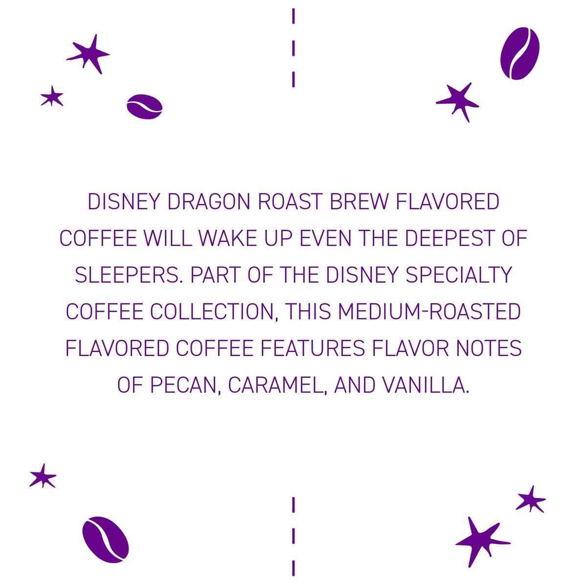 Front packaging of Joffrey's Disney Dragon Roast Brew with Disney collaboration imagery.