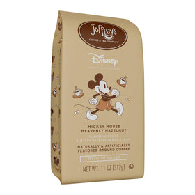 Joffrey’s Mickey Mouse Heavenly Hazelnut packaging showcases premium roast with Disney charm.