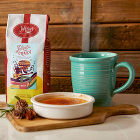 Steaming cup of Joffrey's Jamaican Me Crazy highlights caramel-vanilla notes.